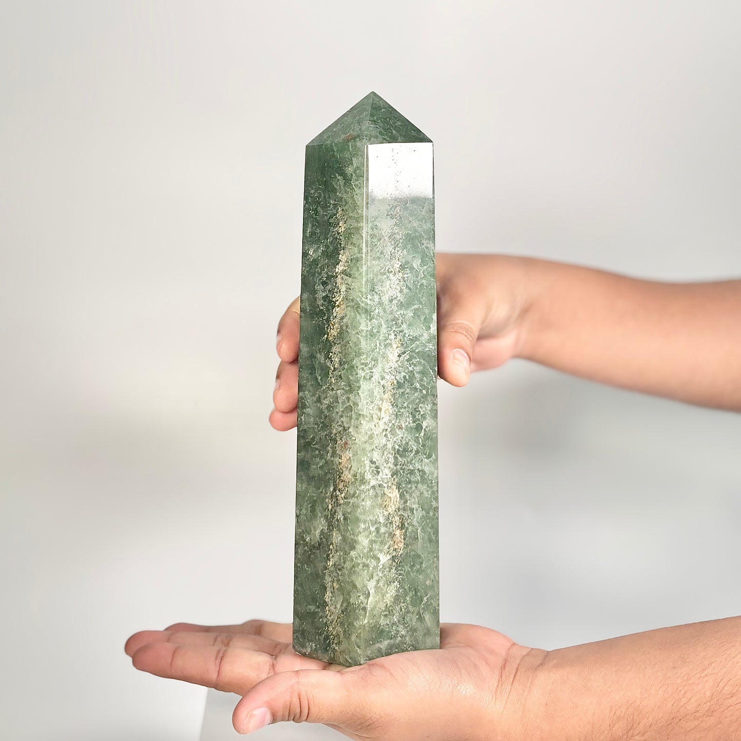 Green Strawberry Quartz Six-Facet Tower – 1384g - Heart Chakra • Uplift the Spirit • Attract Harmony