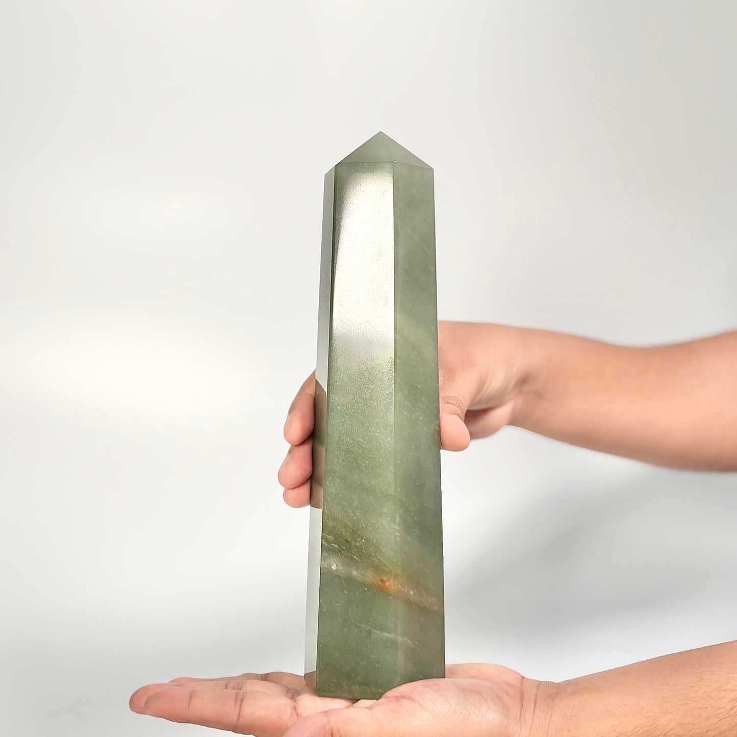 Green Aventurine Six-Facet Tower – 1019g - Attract Luck • Inspire Growth • Help Heart Chakra