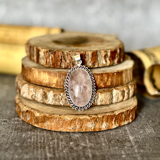 Rose Quartz Oxidised Pendant – Love & Gentle Energy