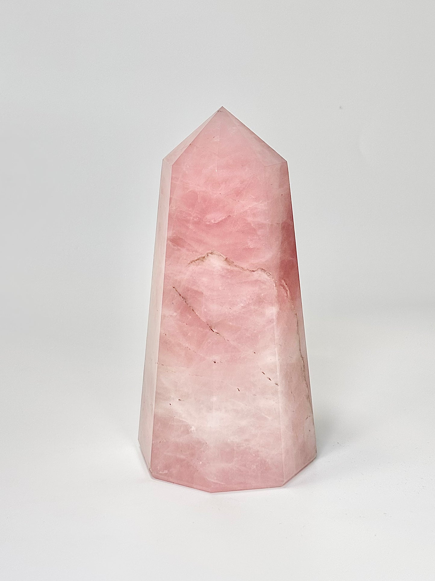 Eight Facet Rose Quartz Tower – 850g - Elegance, Warmth & Gentle Charm