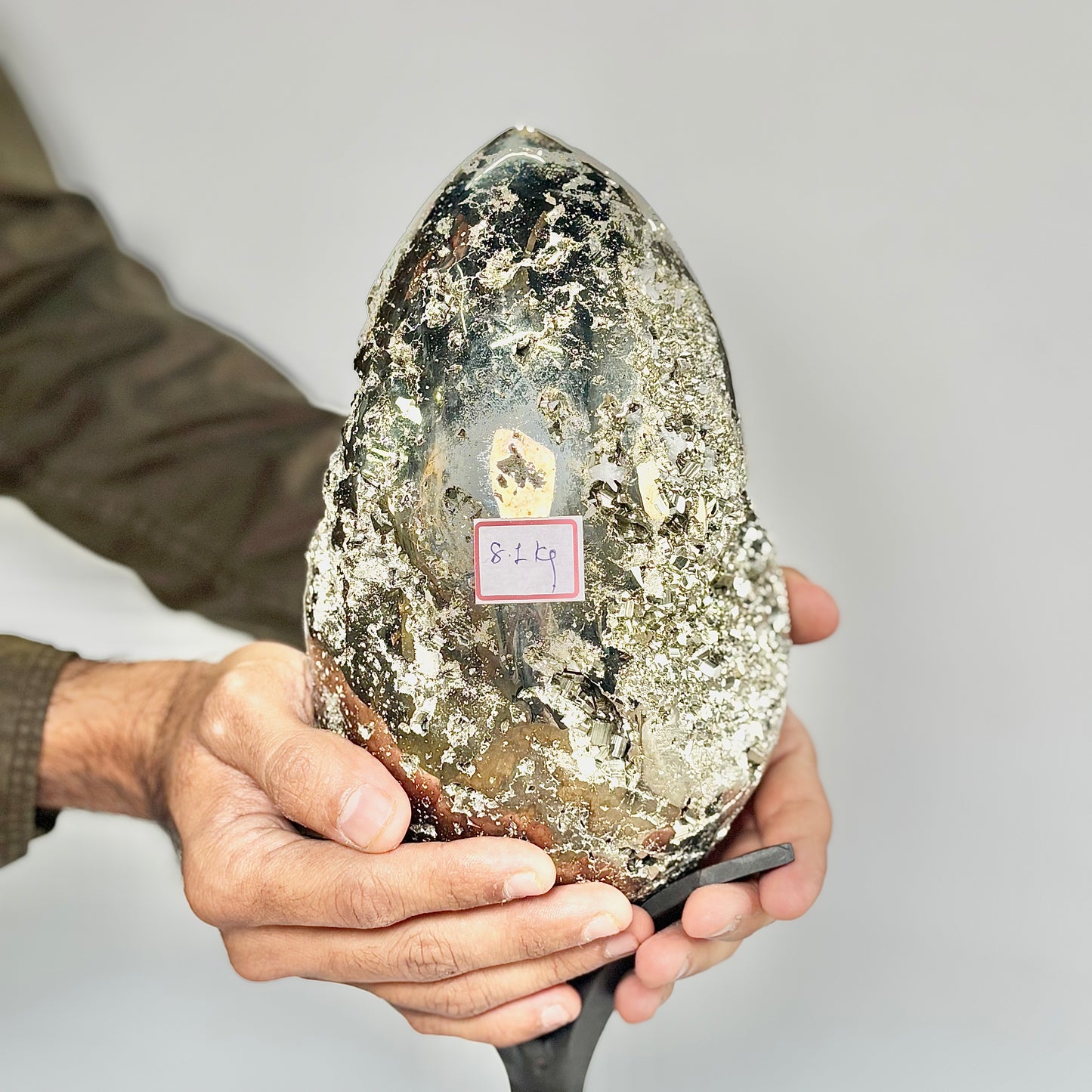 Extra Large Peruvian Pyrite Druzy Egg Carving 8.1 Kg – Abundance & Prosperity