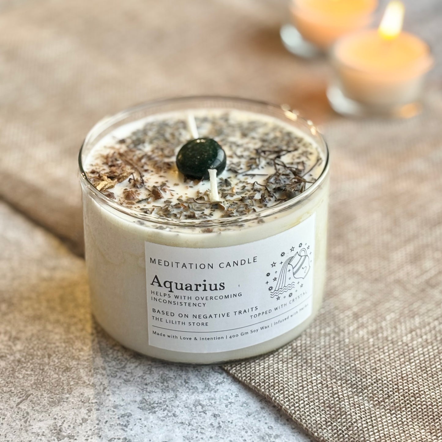 Aquarius Zodiac Soy Intention Candle | 400 Gm