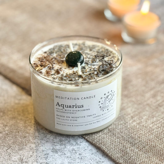 Aquarius Zodiac Soy Intention Candle | 400 Gm
