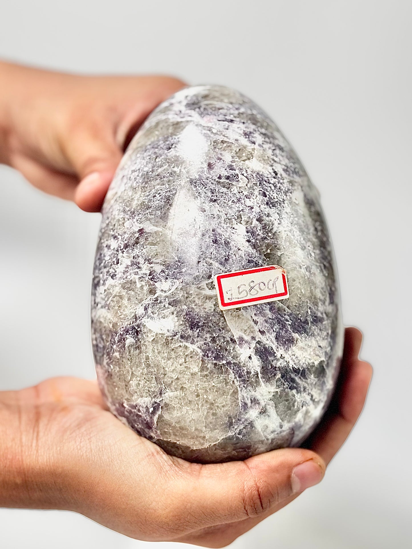 Lepidolite Large Egg Carving - 1580 Gm