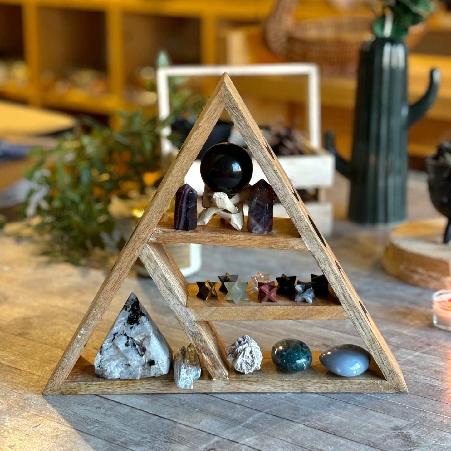 Triple Moon Printed Triangle Crystal | Crystal Shelf