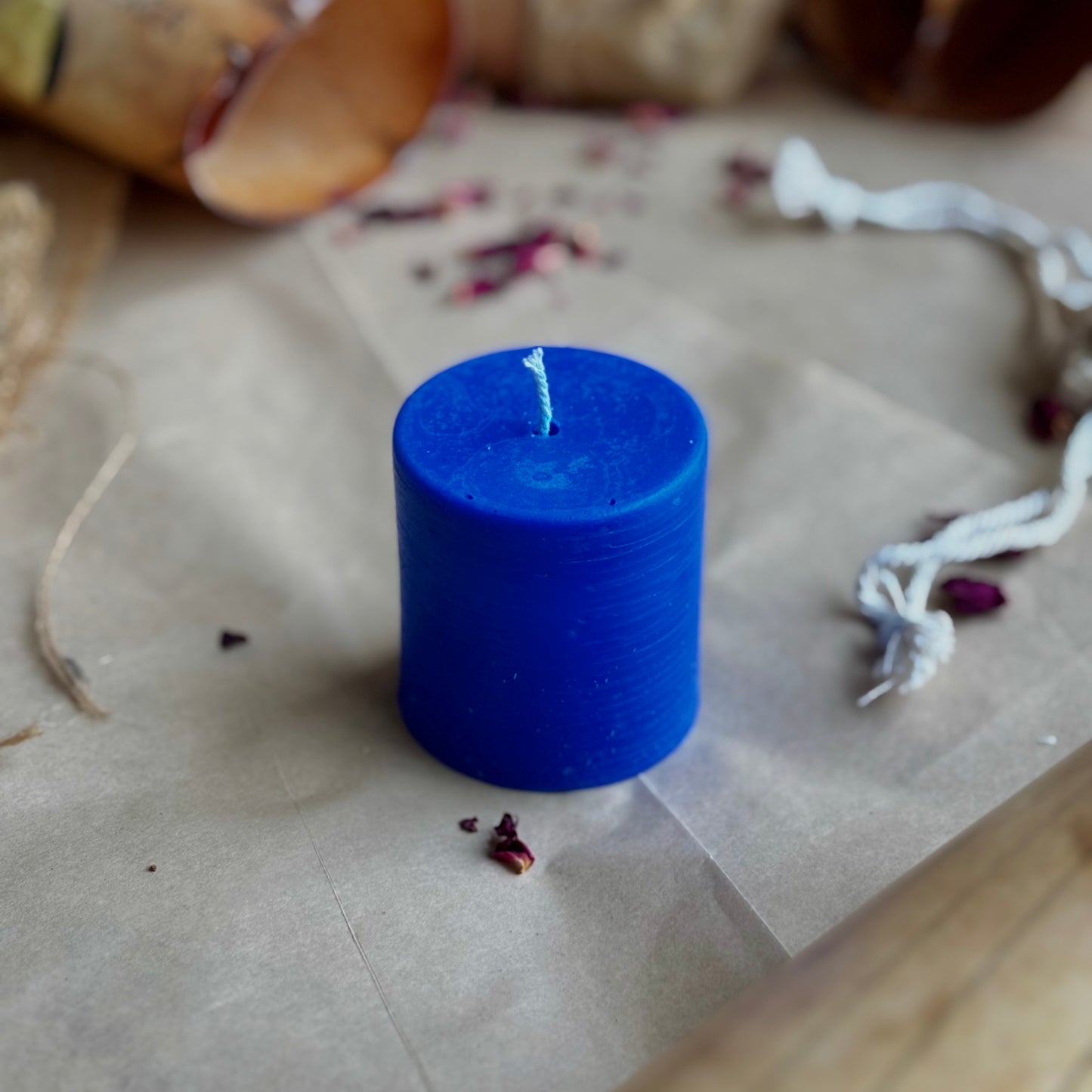 Blue Pillar Candle 2 Inch – Soy Wax Ritual & Décor Candle | Pack of 4