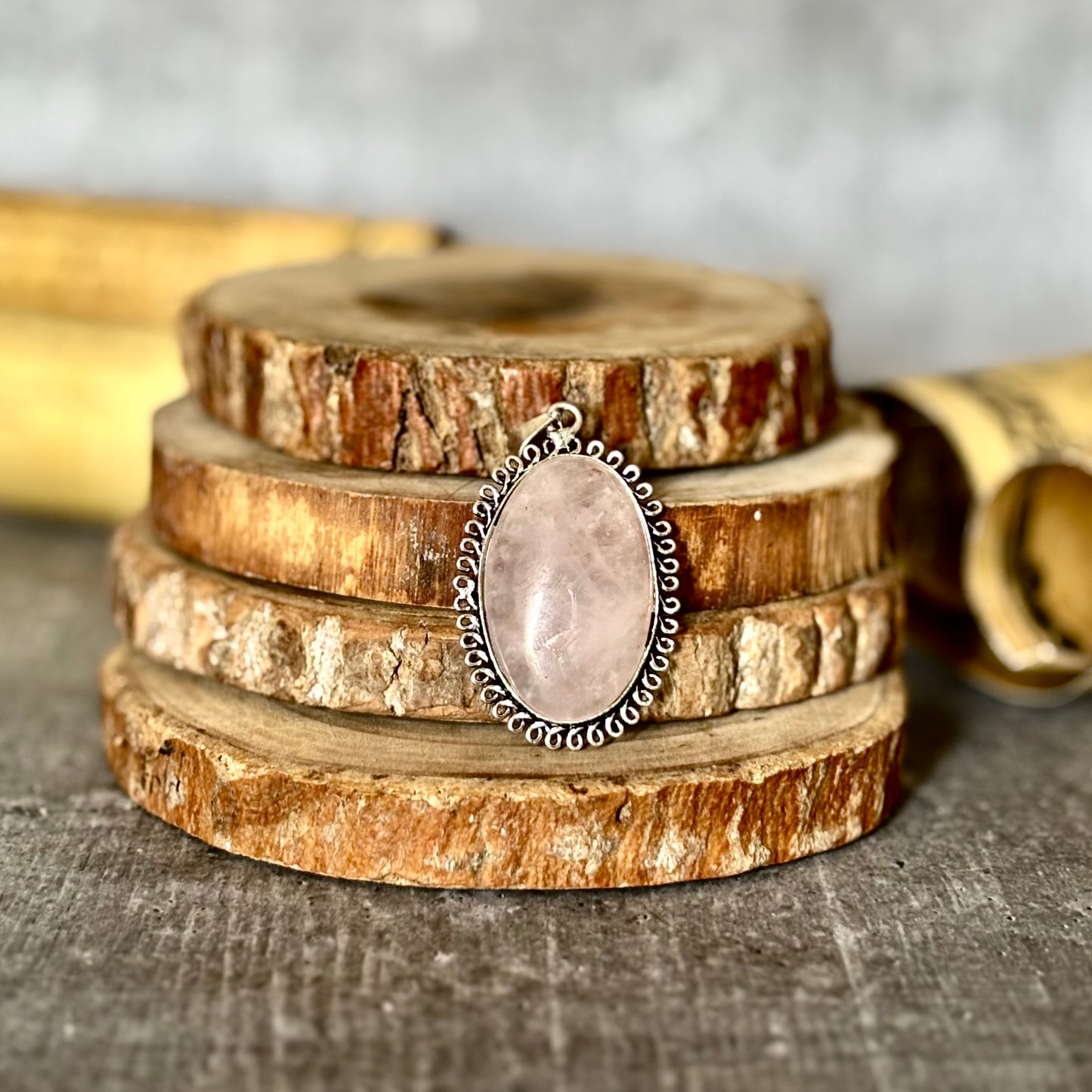 Rose Quartz Oxidised Pendant – Love & Gentle Energy