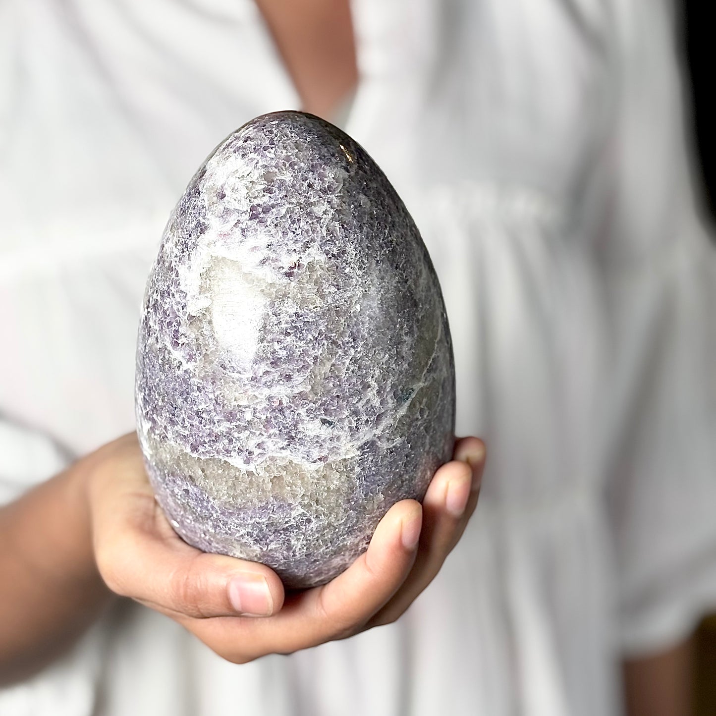 Lepidolite Large Egg Carving - 1580 Gm