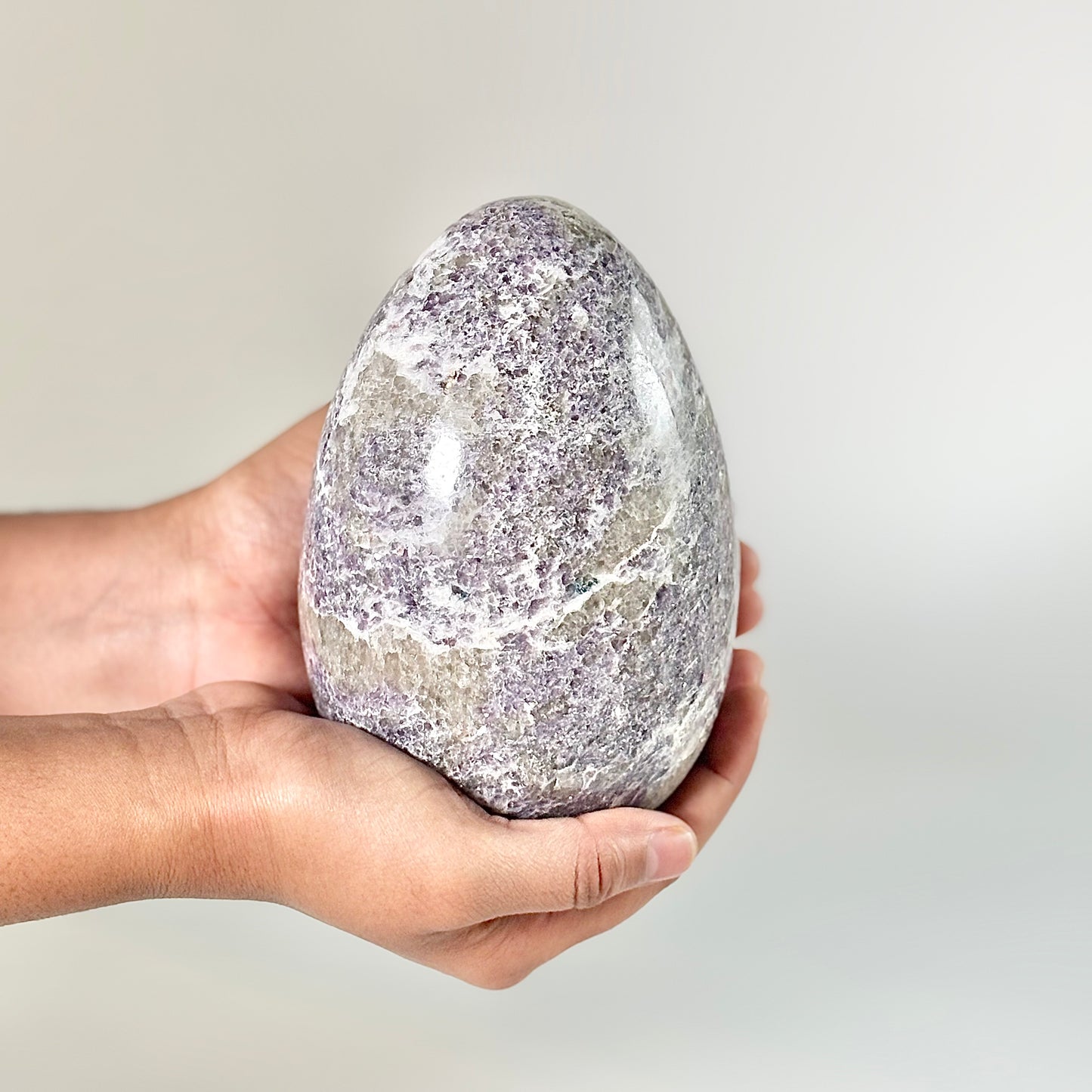 Lepidolite Large Egg Carving - 1580 Gm