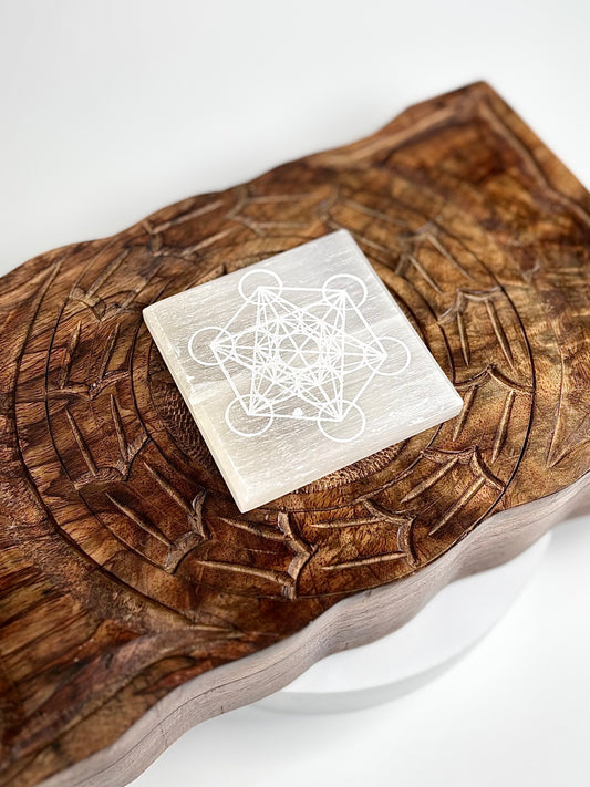 Metatron Selenite Square Plate