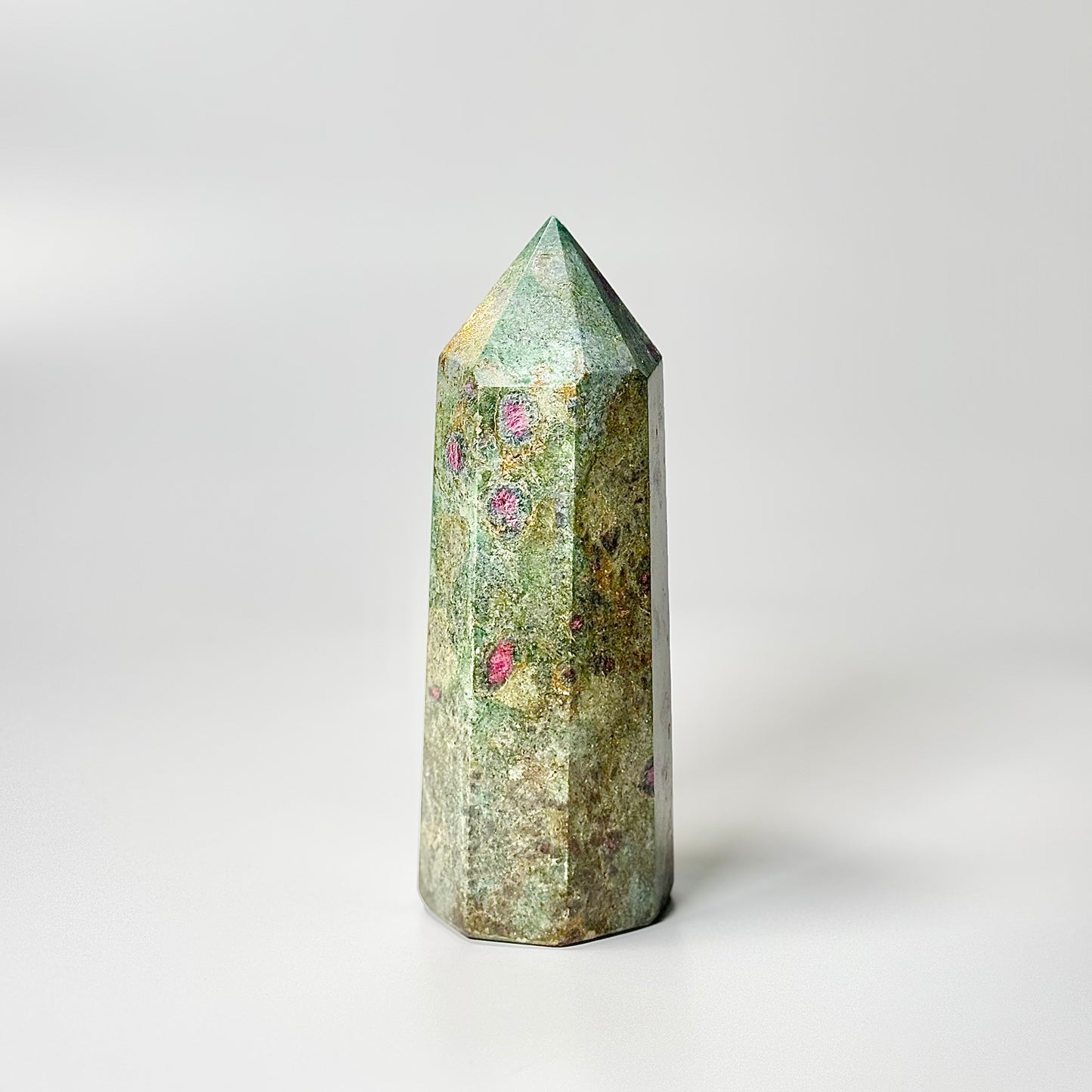 Eight Facet Ruby Fuchsite Tower – 708g - Vivid Colour & Harmonised Form