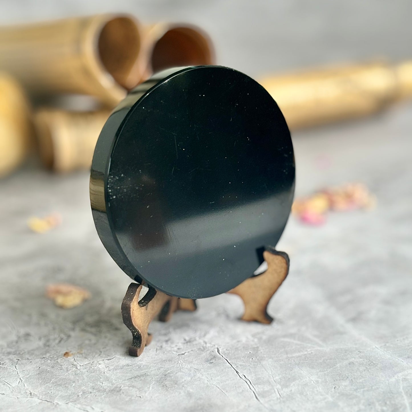 Black Obsidian Scrying Mirror without Stand | Scrying Tool