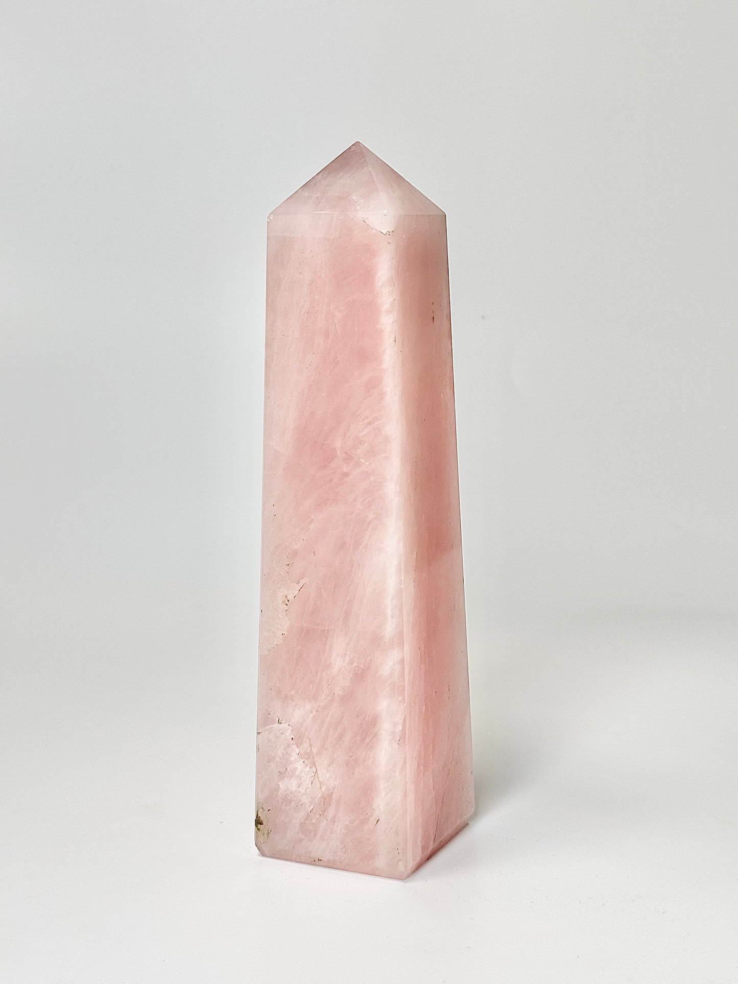 Four Facet Rose Quartz Tower – 630g - Soft Elegance & Balanced Design