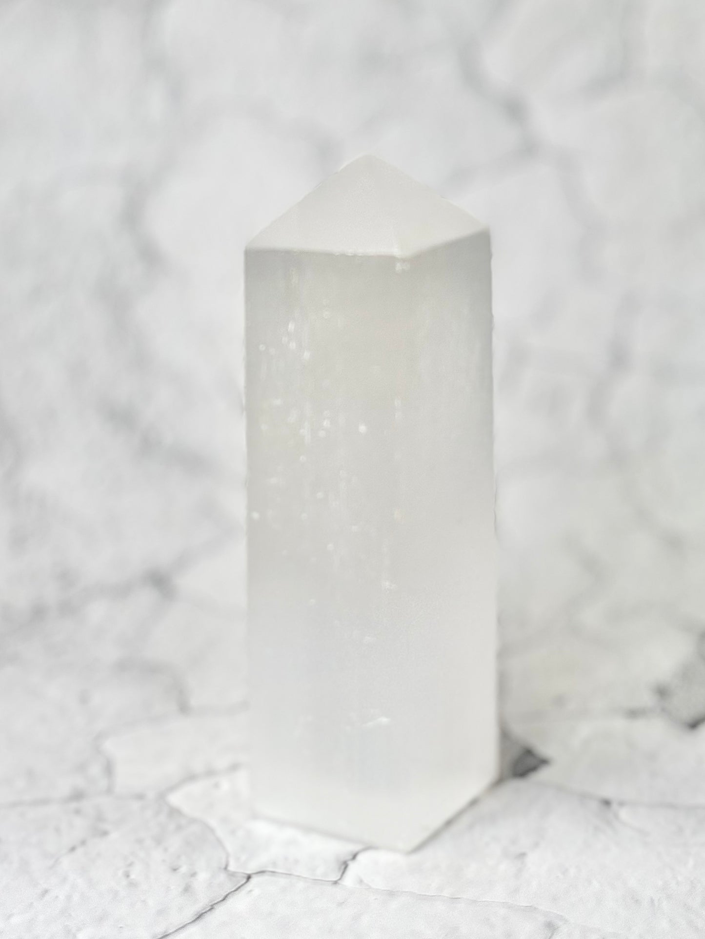 Four Facet Selenite Tower – 440g - Soft Glow & Balanced Form