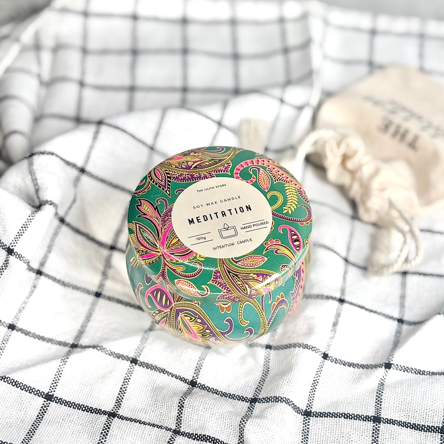 Meditation Tin Container Soy Intention Candle - 100 g