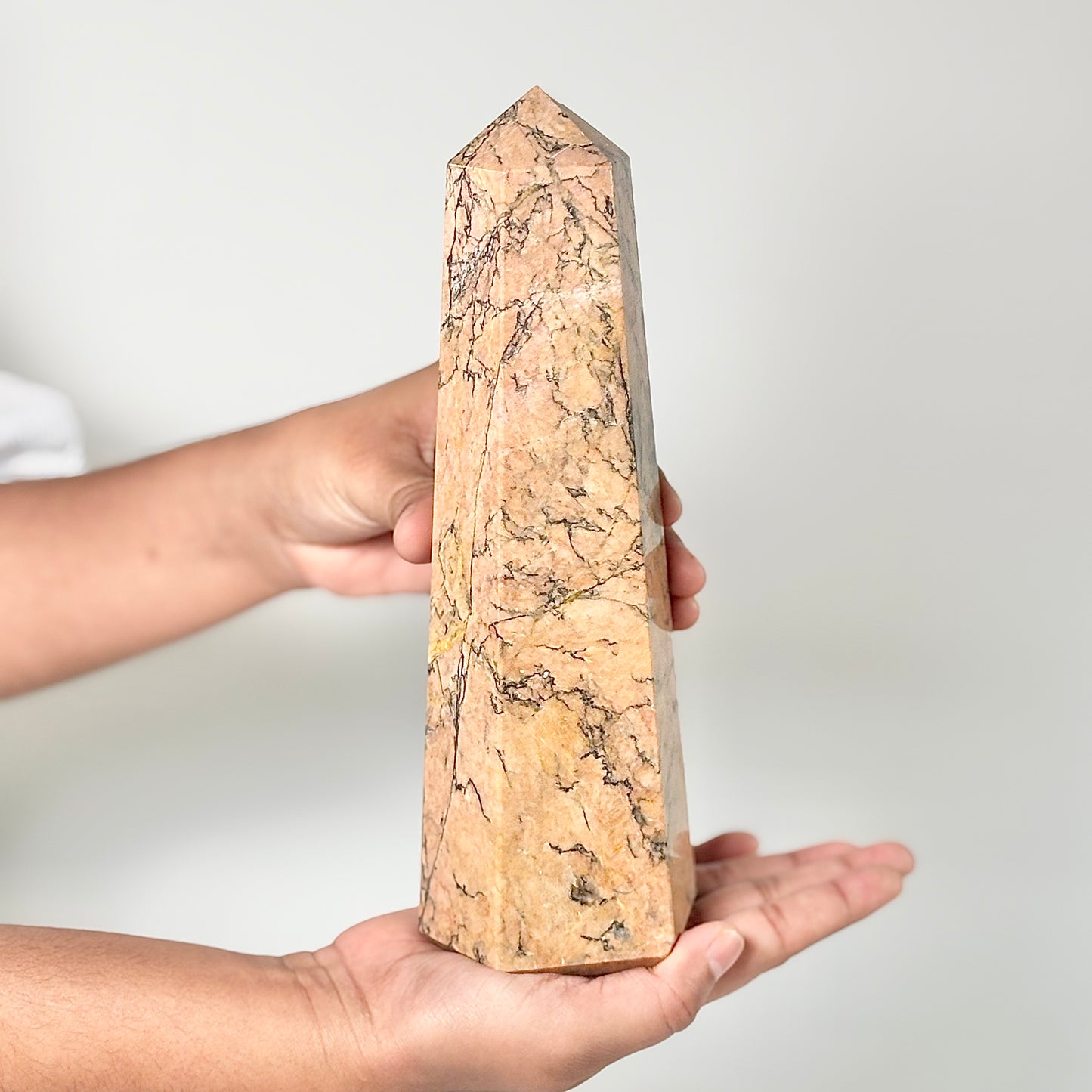 Orange Rhodonite XXL Size Tower - 1450 Gm | 6 facet