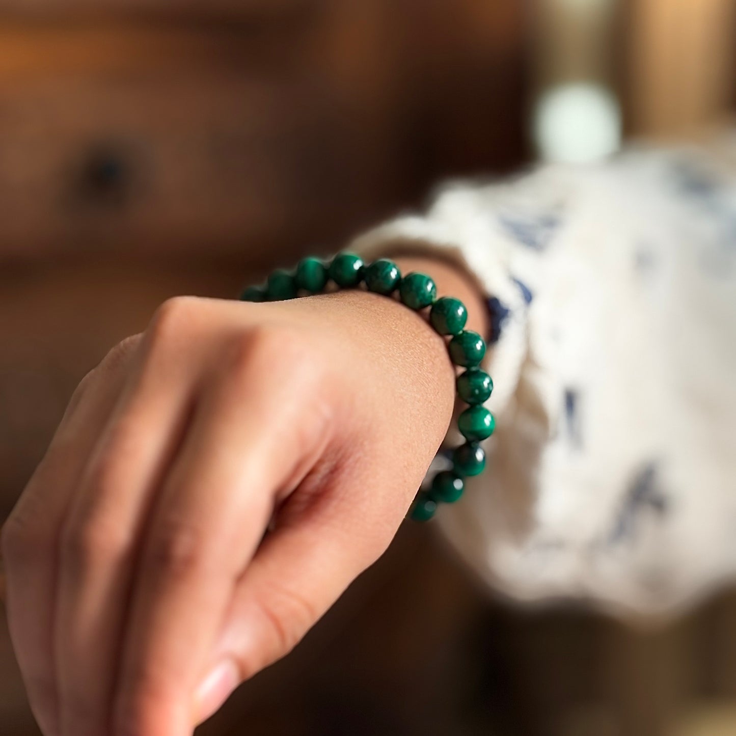 Malachite Bead Bracelet - 8mm | Stone of Protection & Encouragement