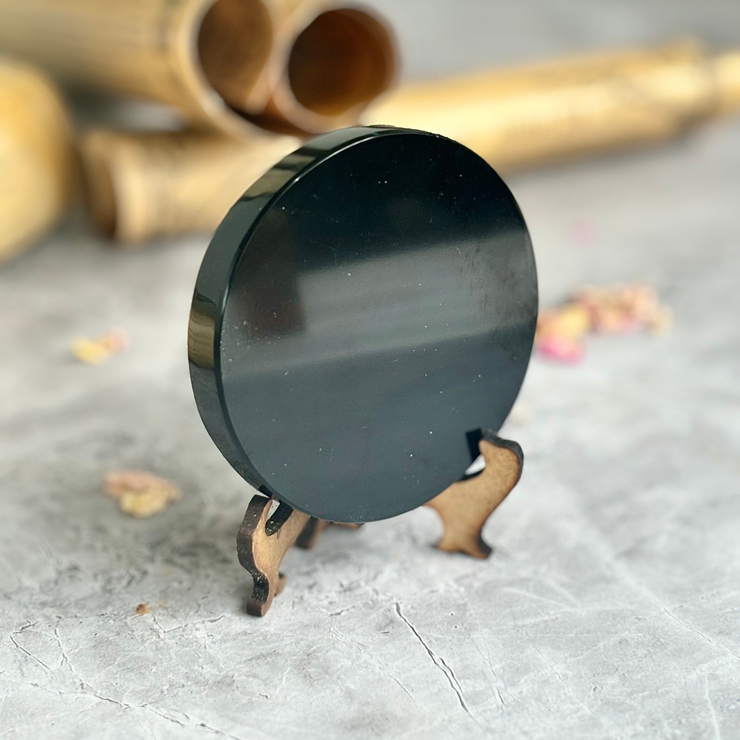 Black Obsidian Scrying Mirror without Stand | Scrying Tool