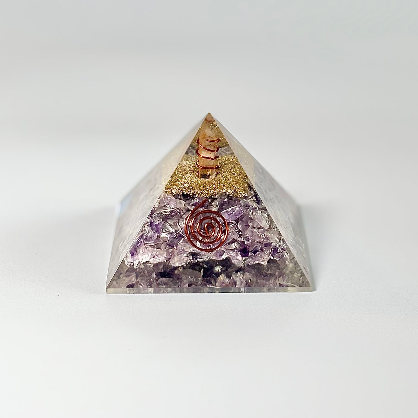 Amethyst Chips Orgonite Pyramid | Helps activating Third Eye & Psychic abilities