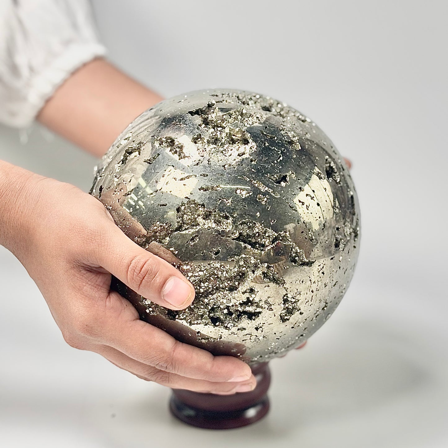 Extra Large Peruvian Pyrite Druzy Sphere 5.7 Kg – Abundance & Prosperity