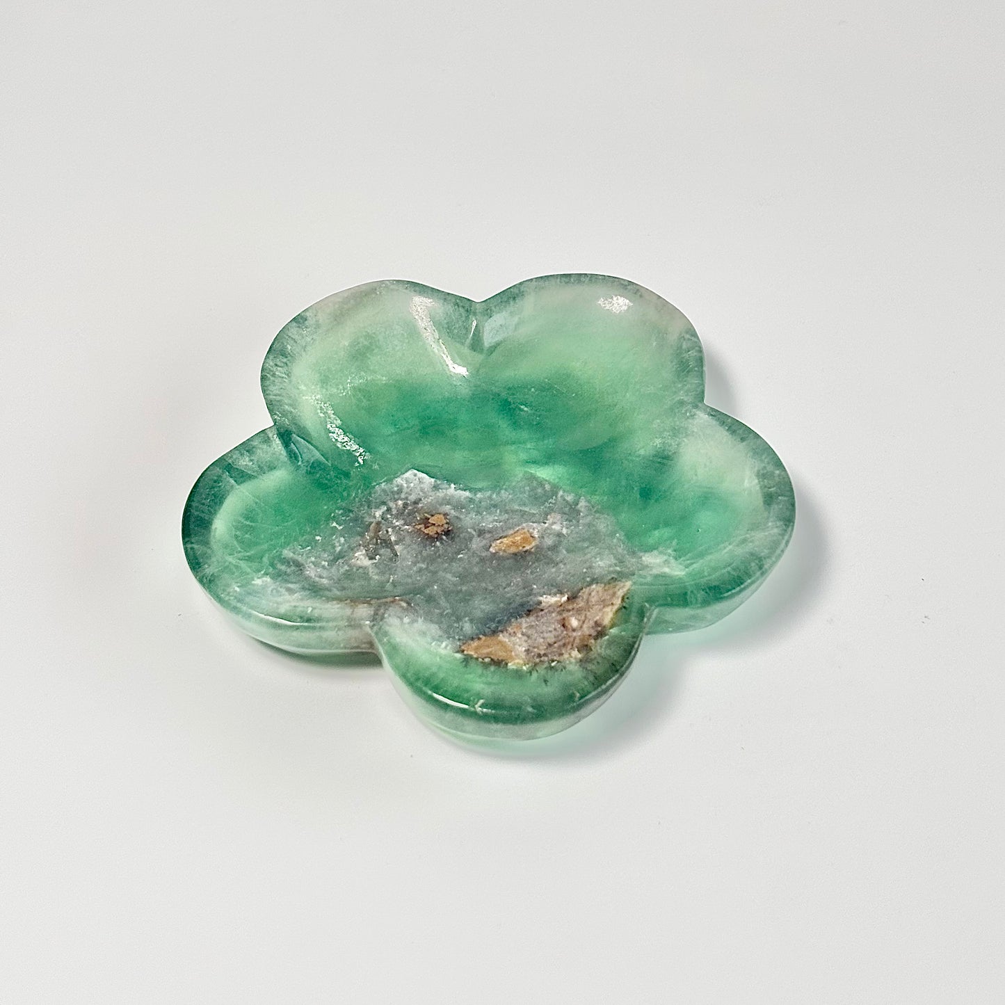 Flower-Shaped Green Fluorite Bowl