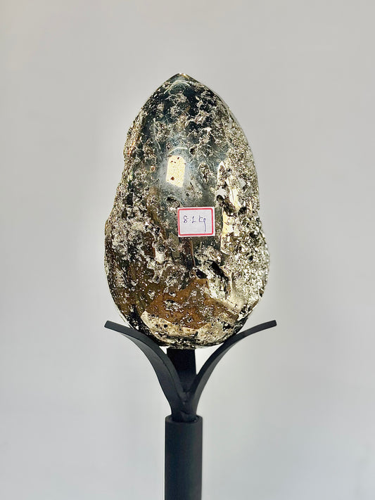 Extra Large Peruvian Pyrite Druzy Egg Carving 8.1 Kg – Abundance & Prosperity