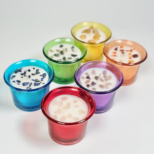 Set of 6 Crystal Tealights – Soy Wax & Scented