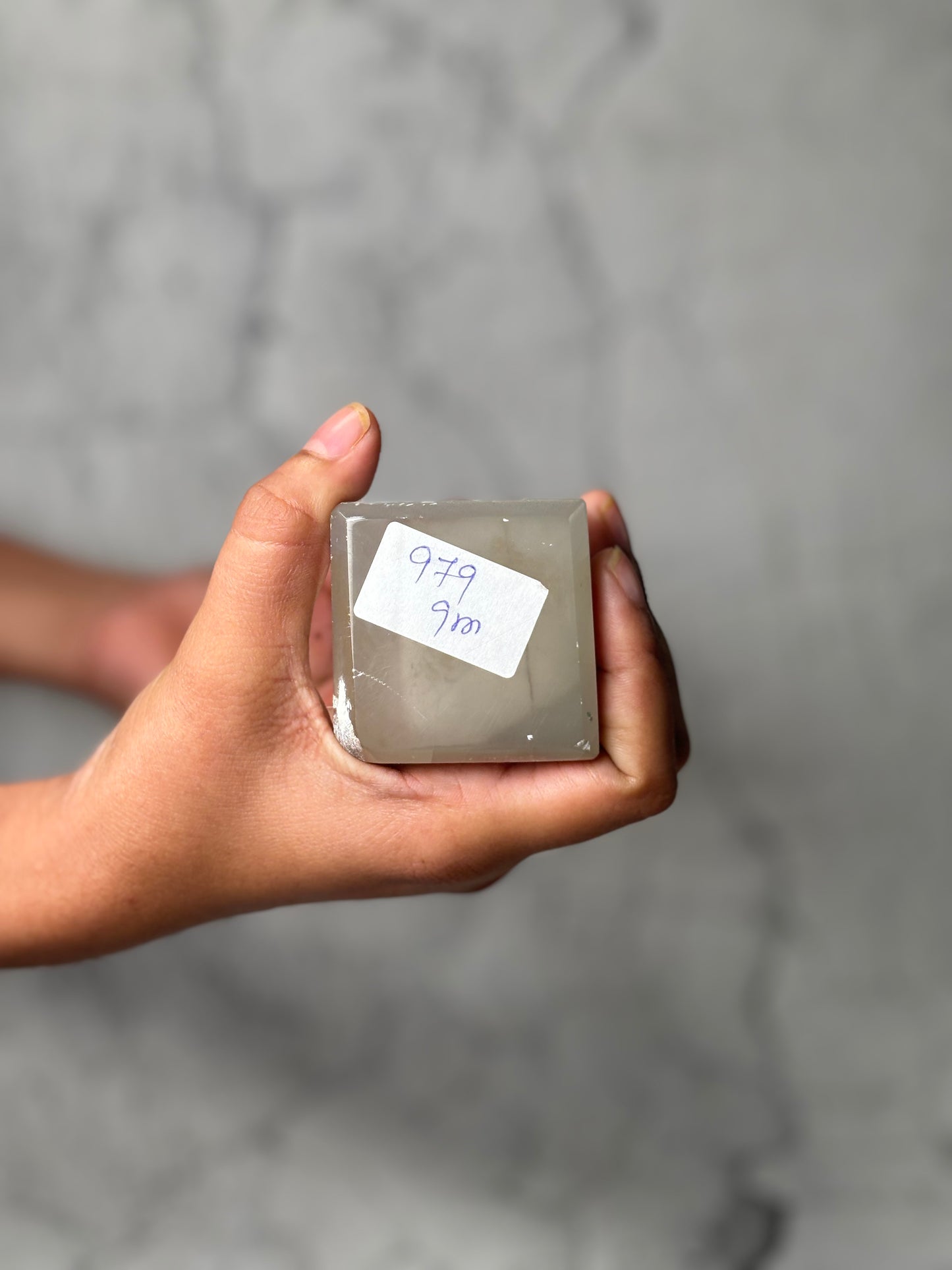 Four Facet Selenite Tower – 979g - Soft Glow & Balanced Form