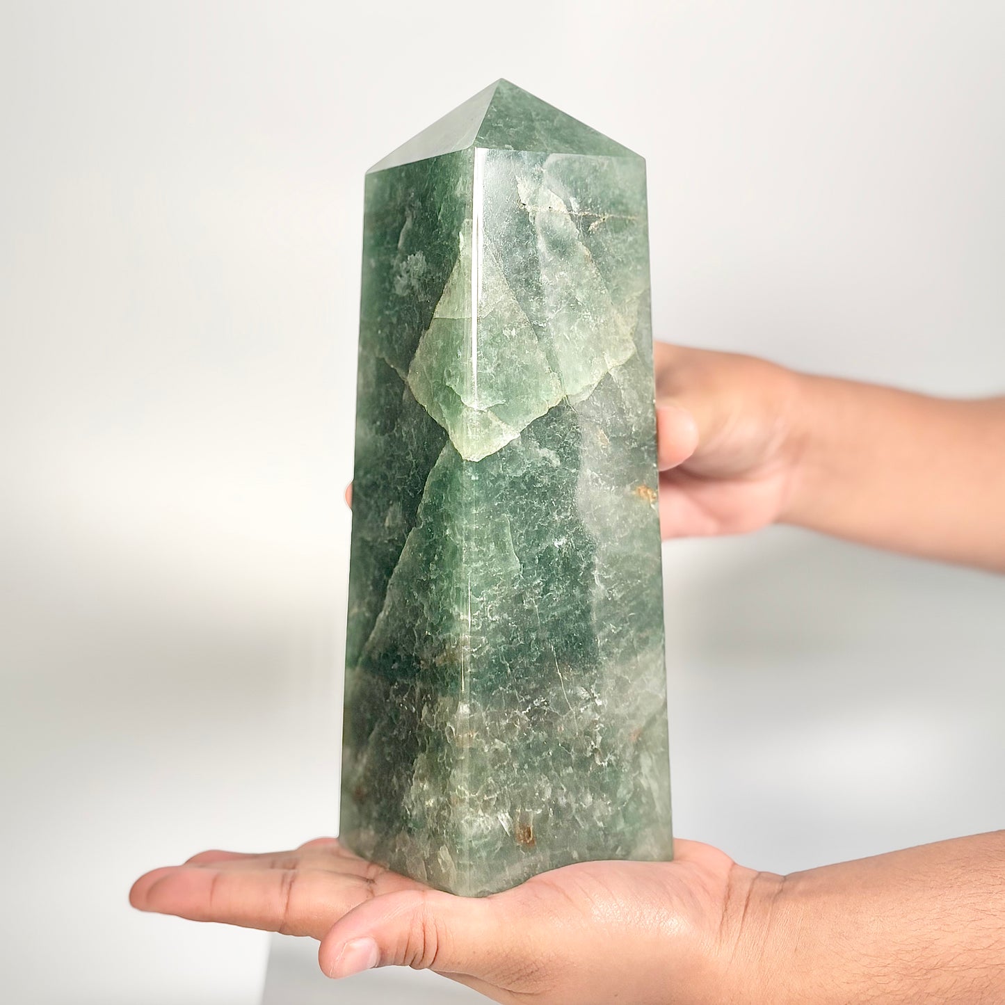 Green Strawberry Quartz Four-Facet Tower – 1860g - Heart Chakra • Uplift the Spirit • Attract Harmony