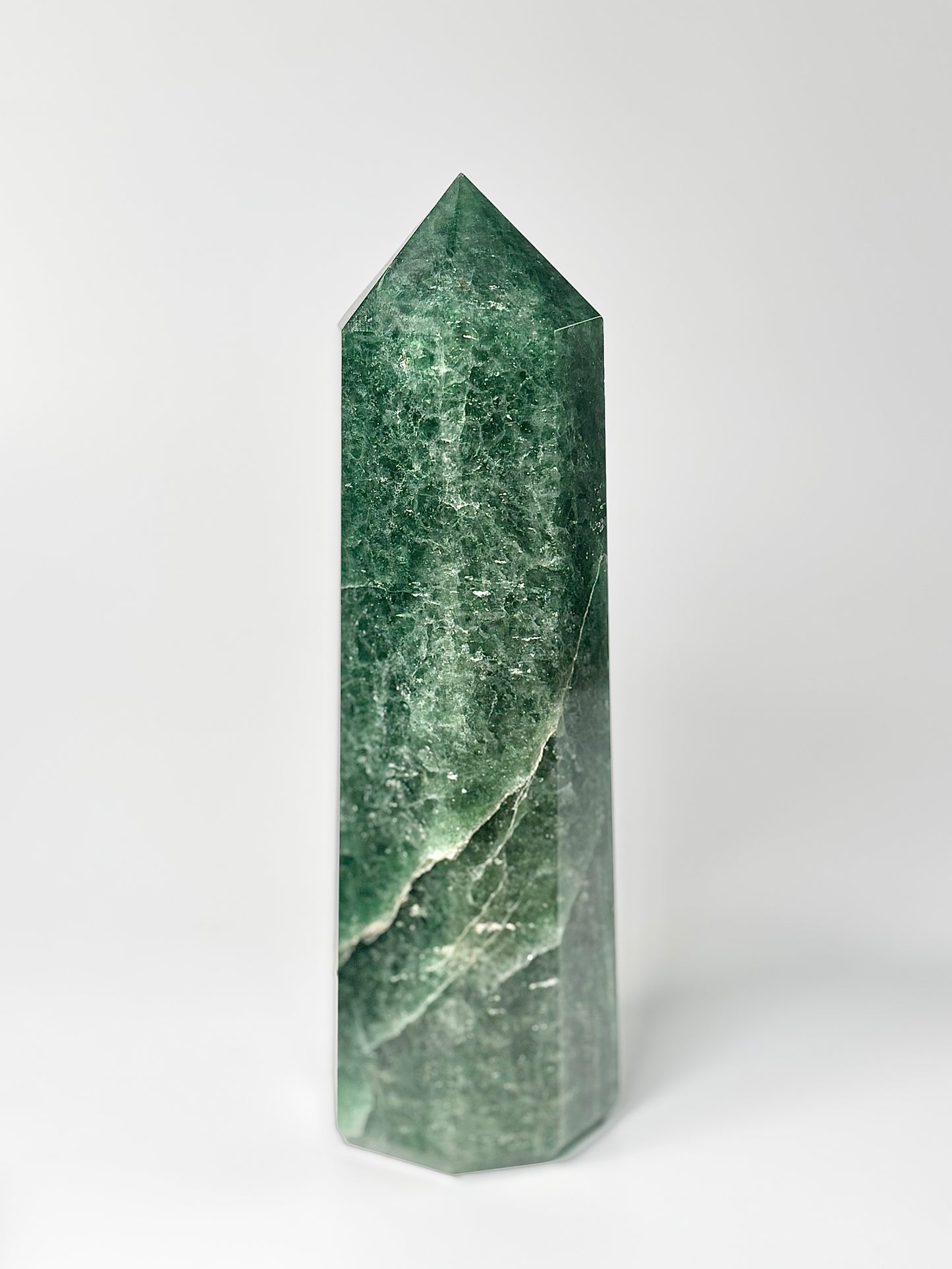 Eight Facet Green Strawberry Quartz Tower – 1.2kg - Unique Patterns & Balanced Elegance