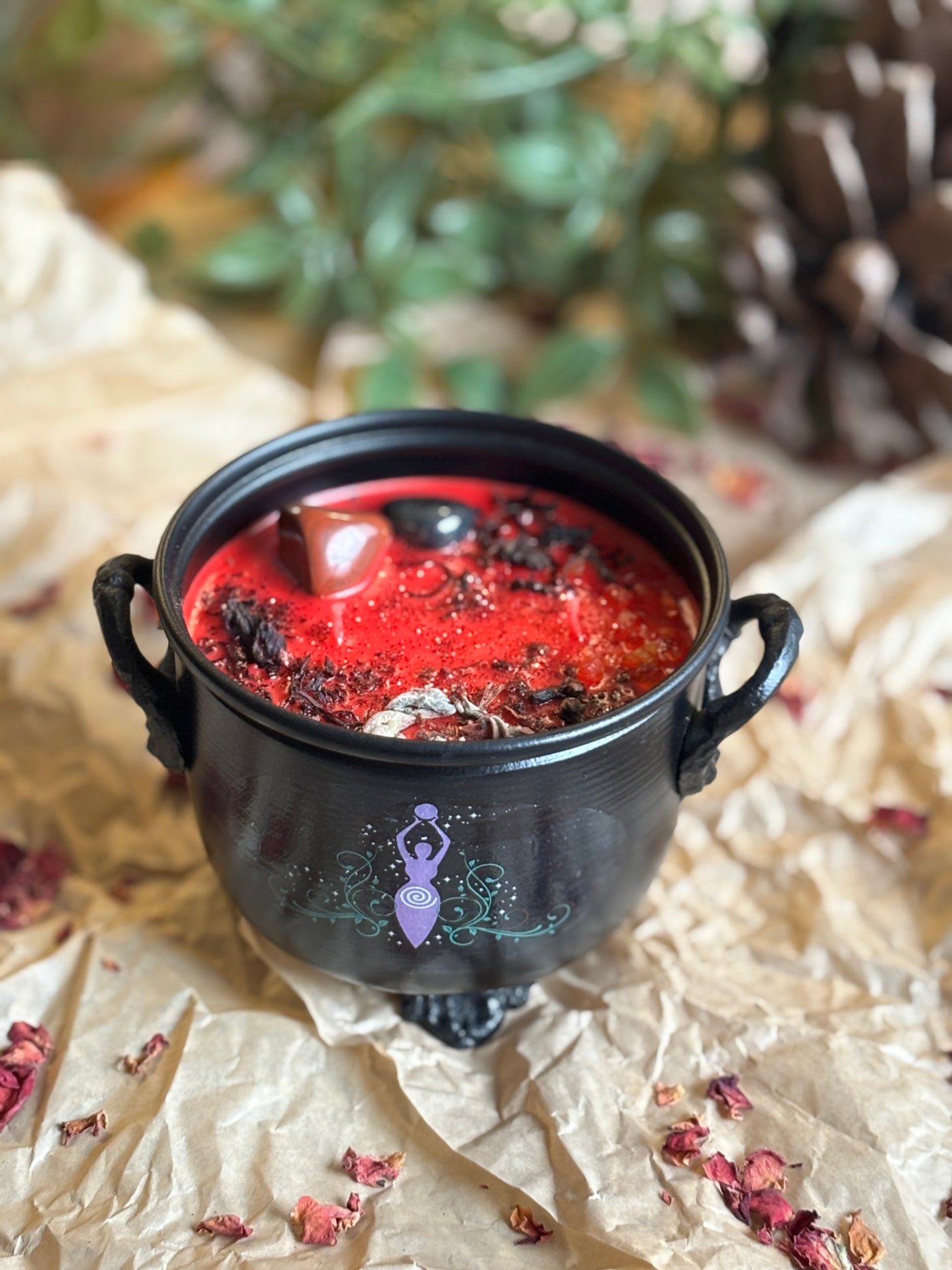 Grounding & Protection Goddess Gaia print Cauldron Candle - 200 Gm