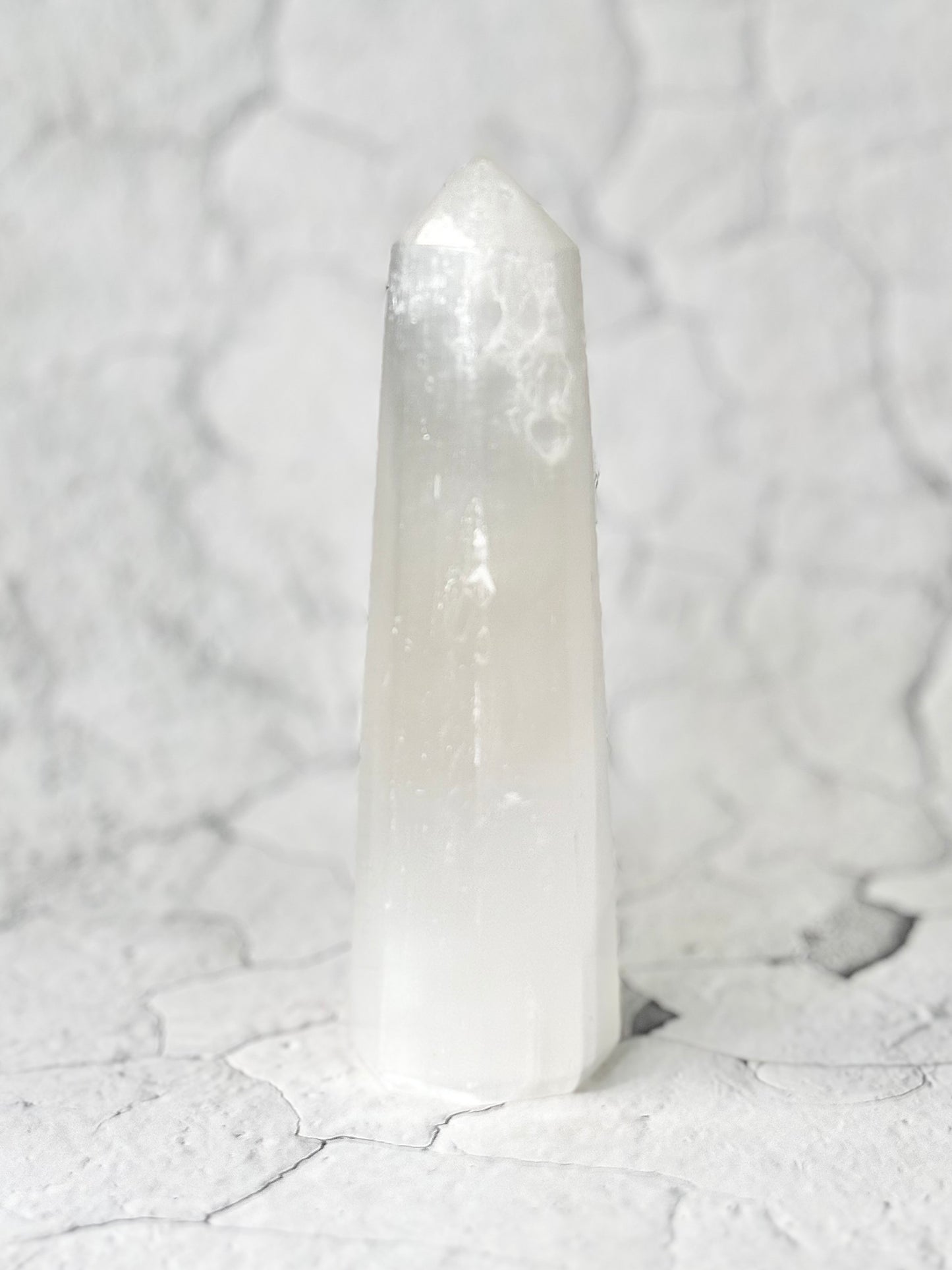 Eight Facet Selenite Tower – 456g -Light, Clarity & Refined Simplicity