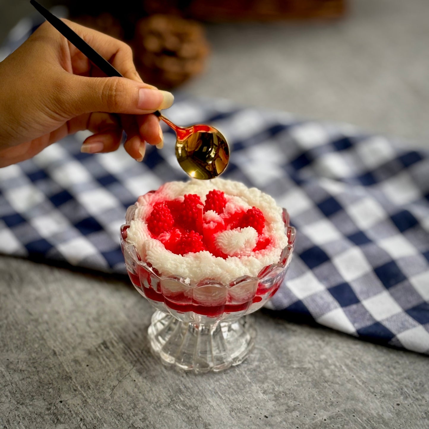 Strawberry Jam with whipped Cream Candle | Dessert Candle