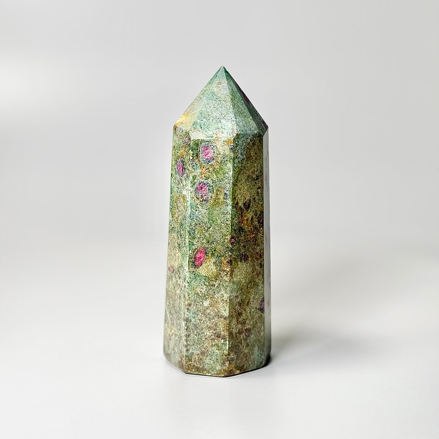 Eight Facet Ruby Fuchsite Tower – 708g - Vivid Colour & Harmonised Form