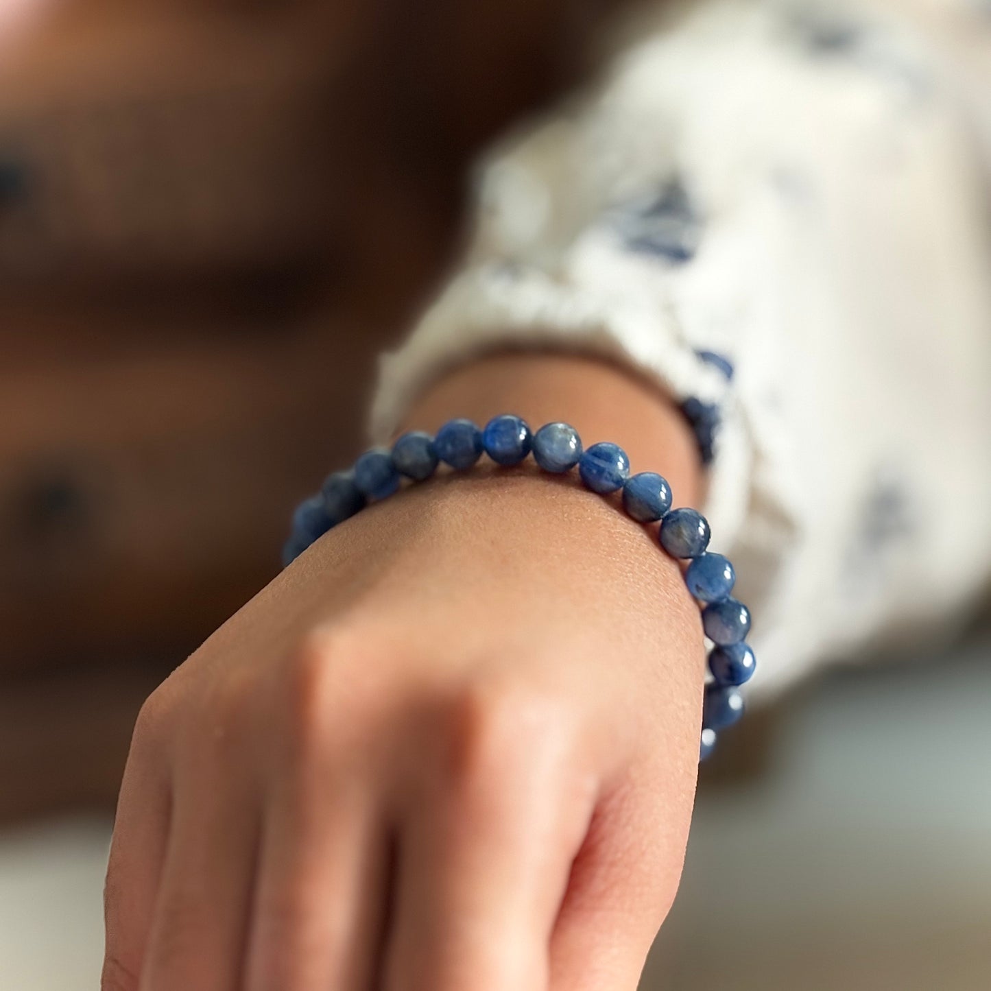 Kyanite Bead Bracelet - 6mm | Enhances telepathic & Psychic abilities