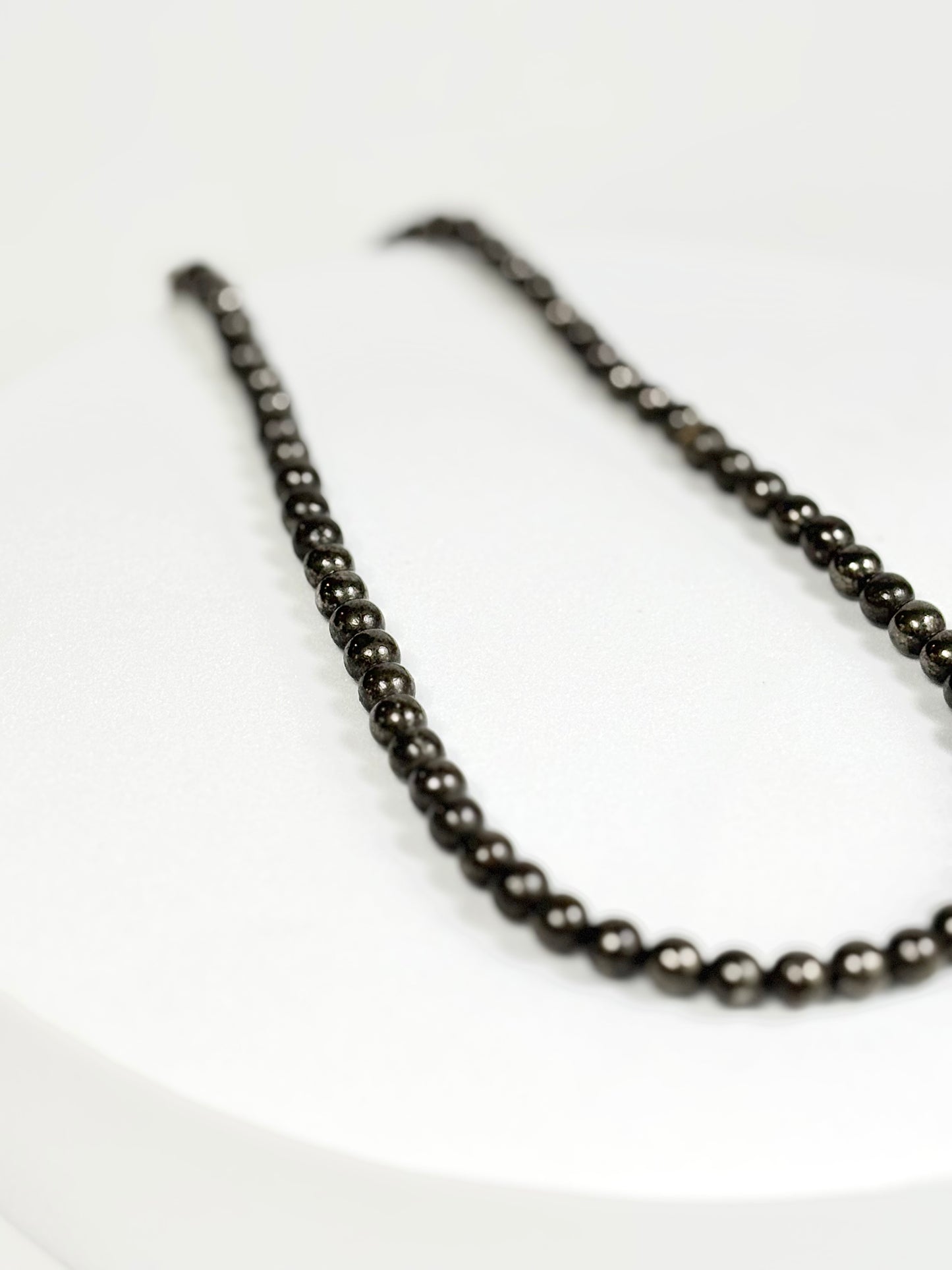 Pyrite Round Bead Necklace – Natural Stone