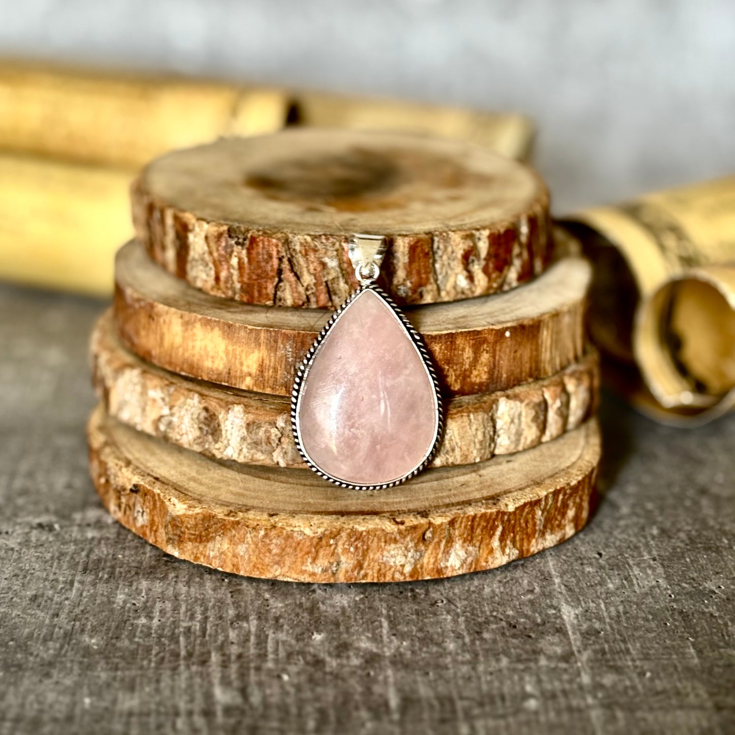 Rose Quartz Oxidised Pendant – Love & Gentle Energy