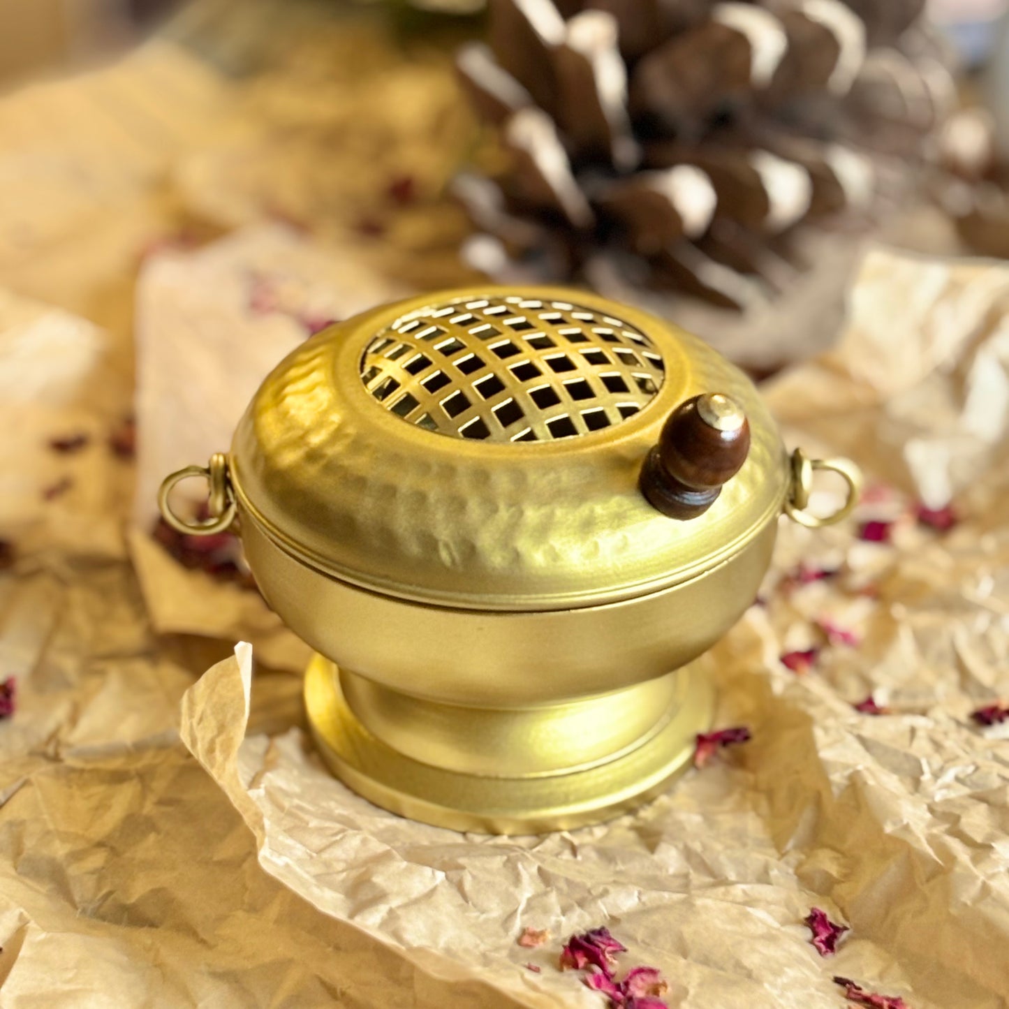 Cast Iron Gold finish Incense Burner / Holder