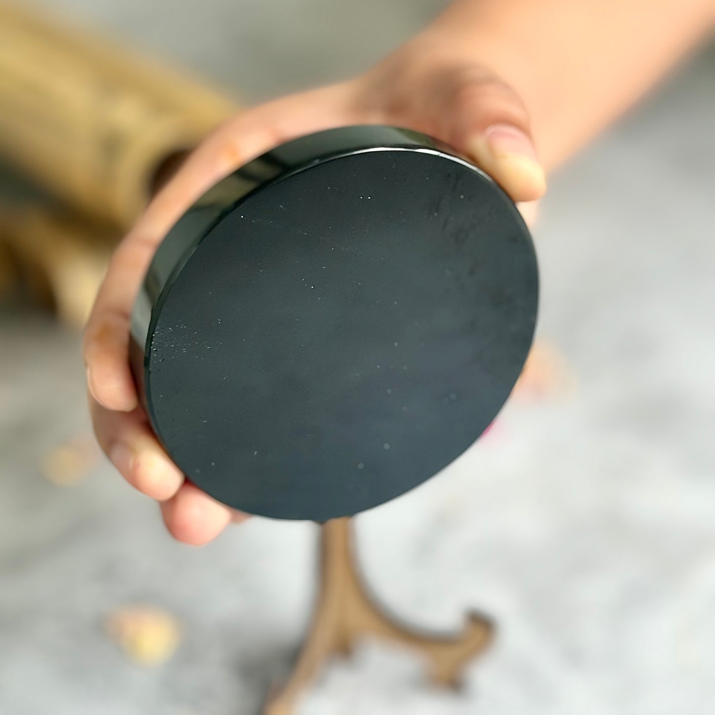 Black Obsidian Scrying Mirror without Stand | Scrying Tool
