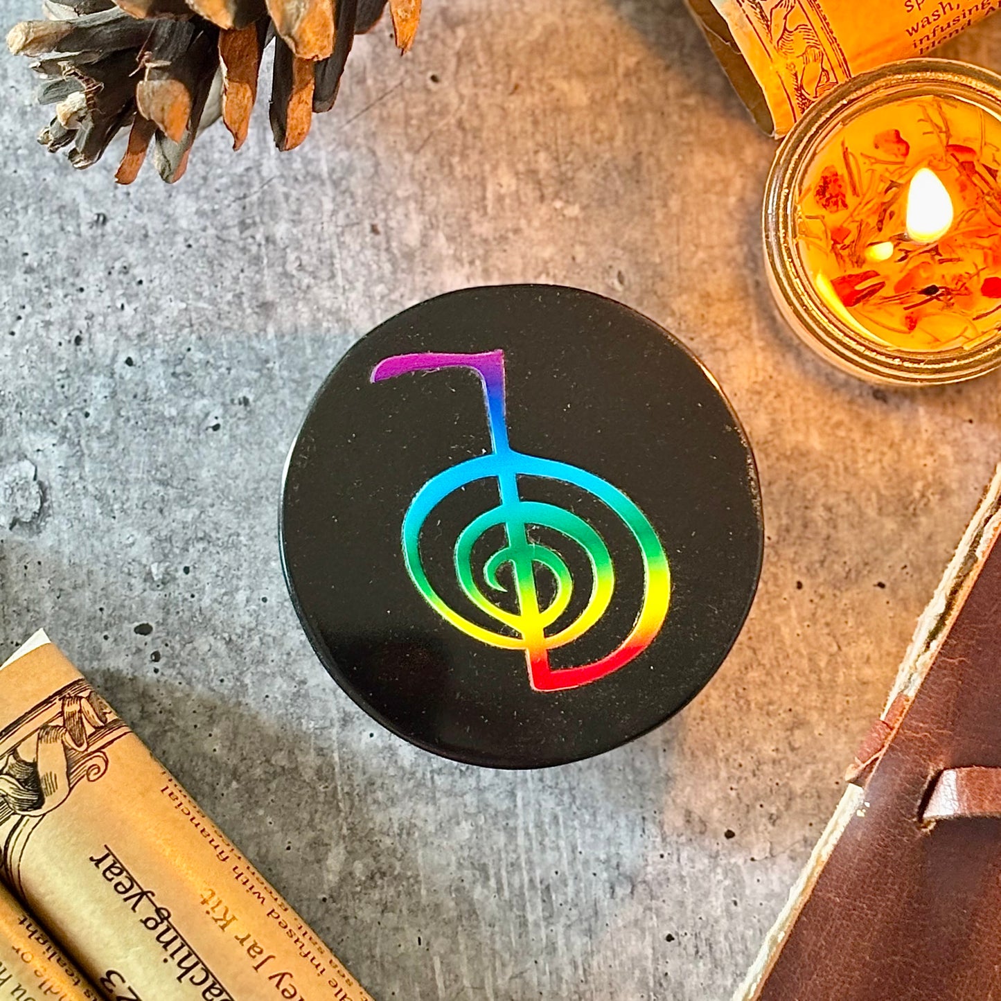 Cho Ku Rei | Power Symbol Black Obsidian Plate – Reiki Power Symbol for Protection & Amplification