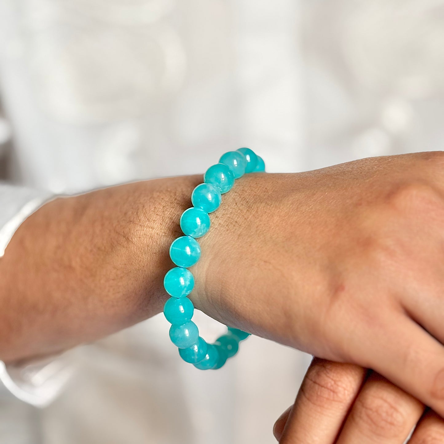 Translucent Superior Quality Amazonite Bead Bracelet - 8mm