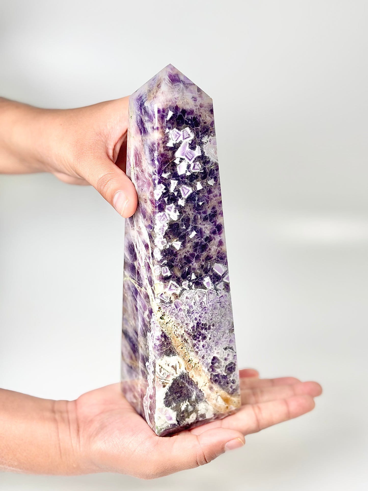 Four Facet Chevron Amethyst Tower – 1.1kg - Amplified Intuition & Focused Healing