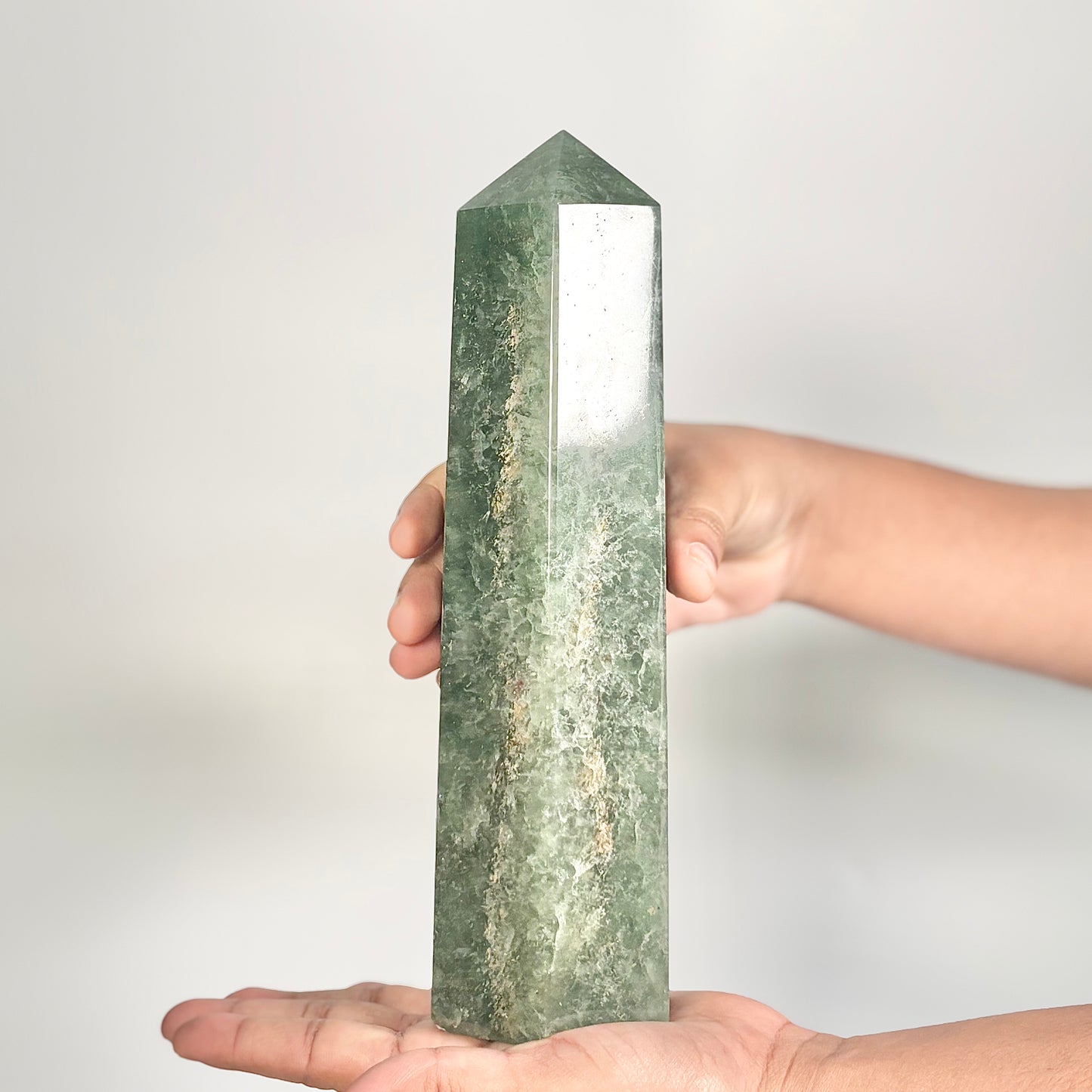Green Strawberry Quartz Six-Facet Tower – 1384g - Heart Chakra • Uplift the Spirit • Attract Harmony