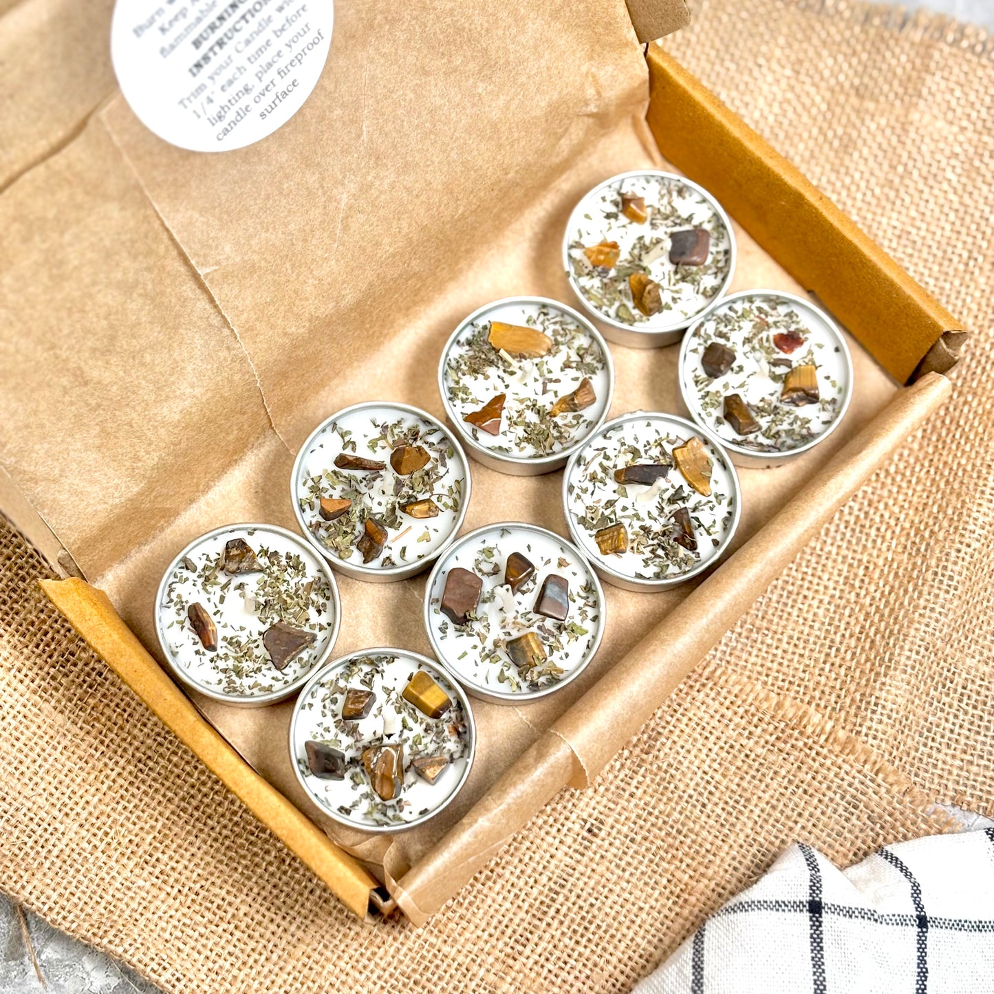 Peppermint & Tiger’s Eye Soy Tealight Candle