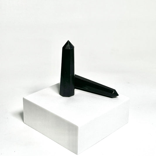 Black Tourmaline 8-Facet Mini Towers – Protection & Grounding Crystals