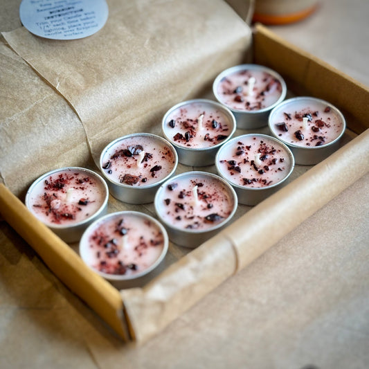 Dragon Blood Resin Infused Soy Wax Tealight Candles – Unscented