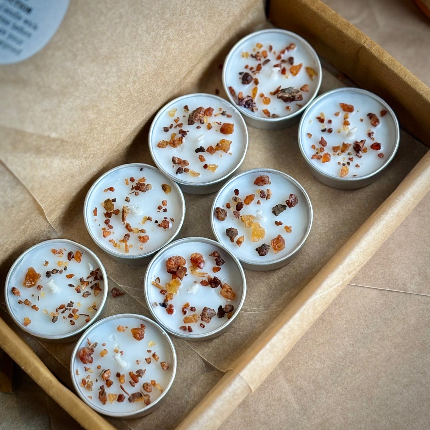 Myrrh Resin Infused Soy Wax Tealight Candles – Unscented