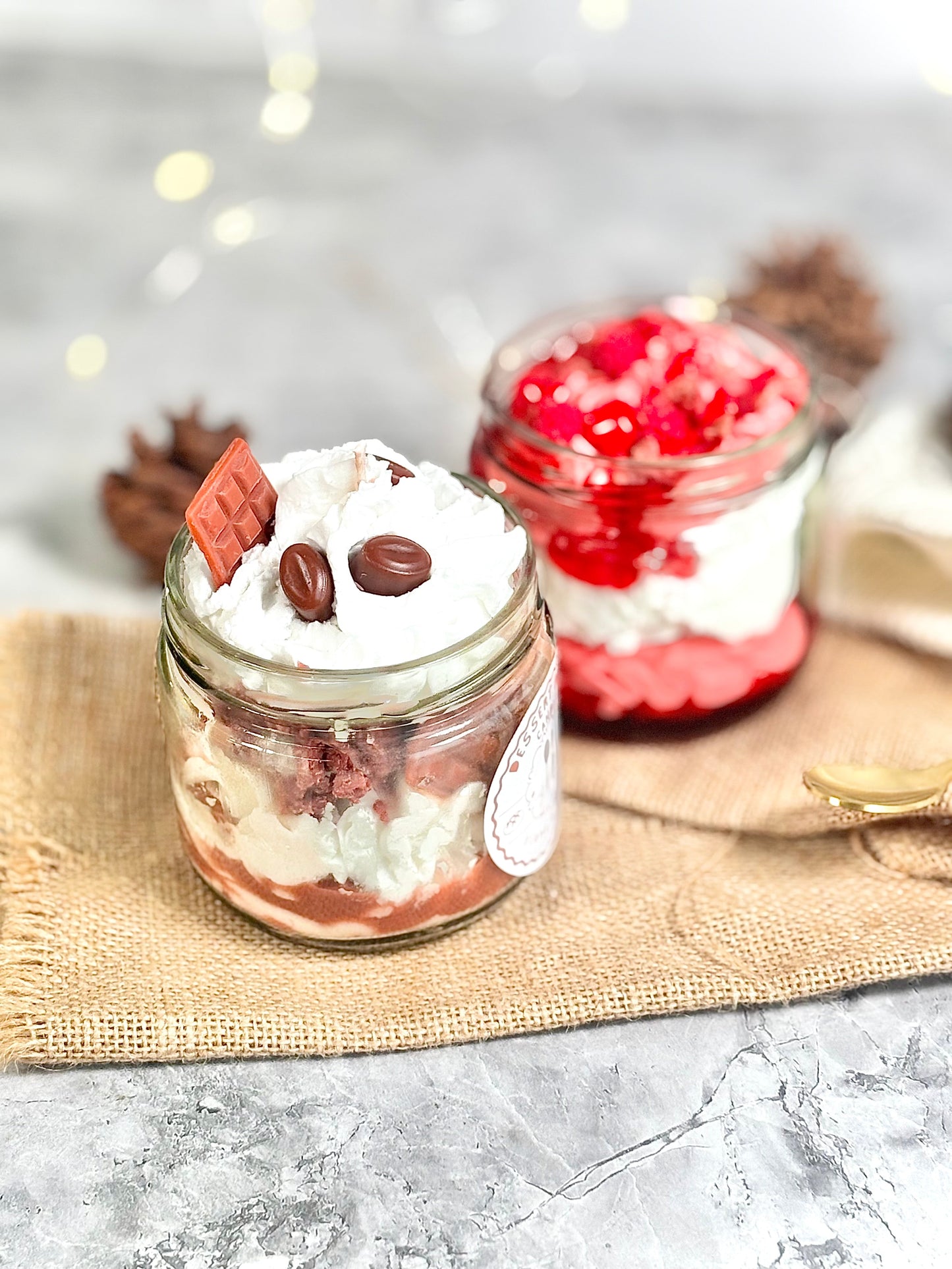 Set of 2 Dessert Candles – Strawberry Cheesecake & Choco Coffee Cheesecake