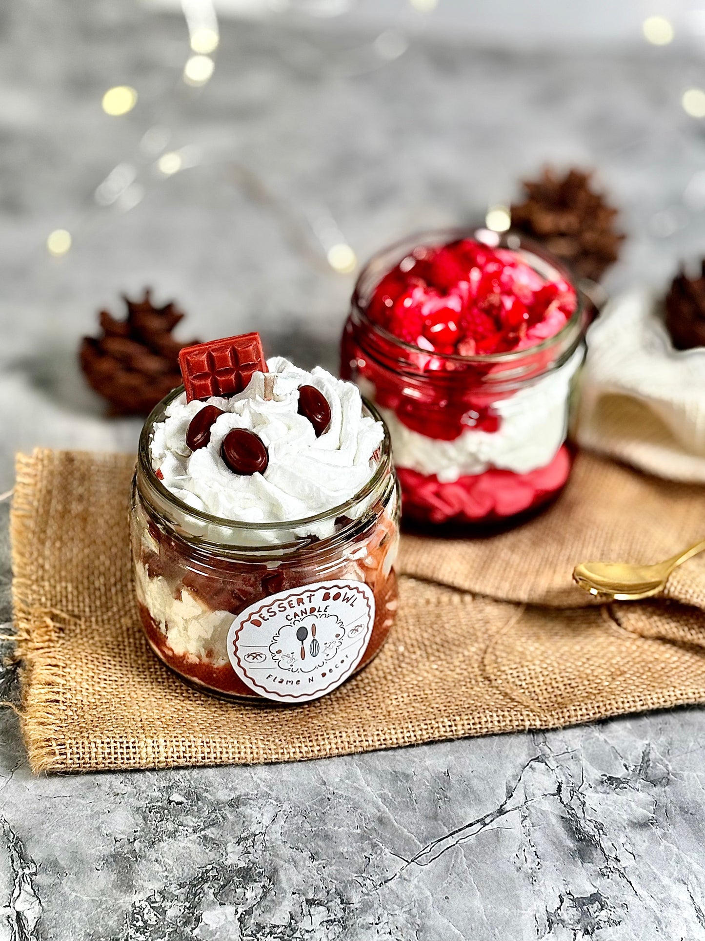 Set of 2 Dessert Candles – Strawberry Cheesecake & Choco Coffee Cheesecake