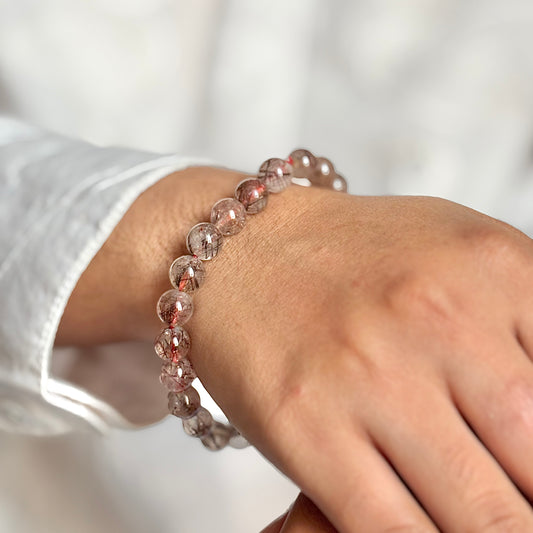 Copper Rutile Bead Bracelet - 8mm | Emotional Balance & Helps in releasing Negativity